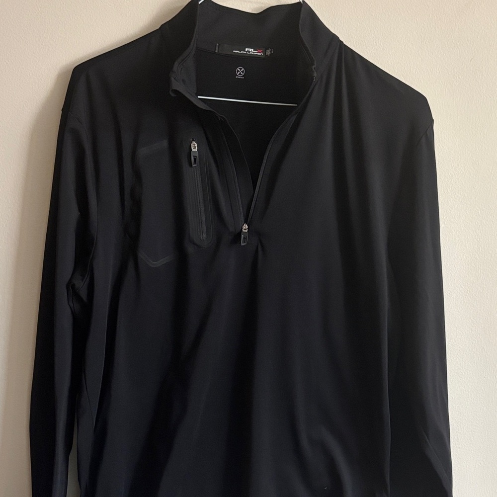 RLX Ralph Lauren Black Quarter-Zip Performance Sweater